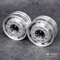 Aluminum Front Wheels (Wide, Black Center, 1Pr.) for 1/14 LESU Q-9051/Q-9052 (W-2017-A1) [LESU]